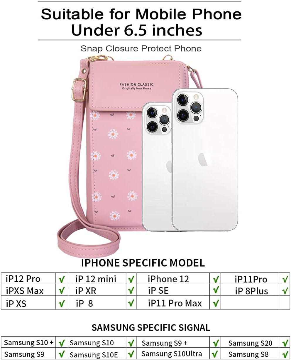 LZSXDWXY Womens Cell Phone Purse,Crossbody Phone Bag, Leather Coin Cell Phone Wallet, Mini Mobile Purse Shoulder with Strap and Card Slots… 3