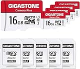 GIGASTONE 16GB 5er-Pack MicroSDHC Speicherkarte + SD Adapter, Kamera Plus, für Action-Kamera und Drohne, bis zu 85MB/s, Full HD-Videoaufnahme, U1 UHS-I Klasse 10 Micro SD Karte 16GB Camera Plus 5PK