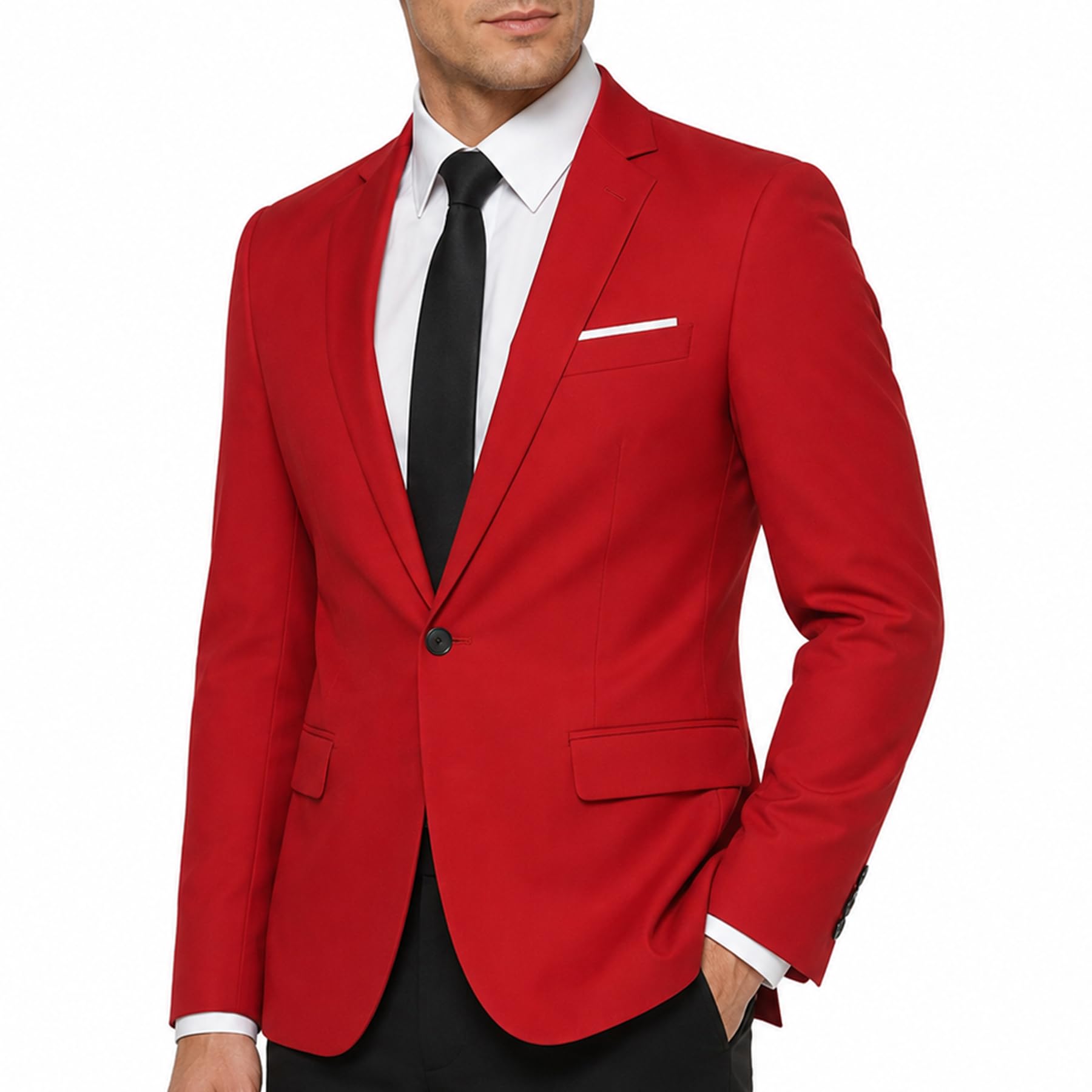 Allthemen Mens Casual Blazer Slim Fit Formal Business Suit Jackets One Button Single Breasted Tuxedo Jacket Smart Blazer, Red, M