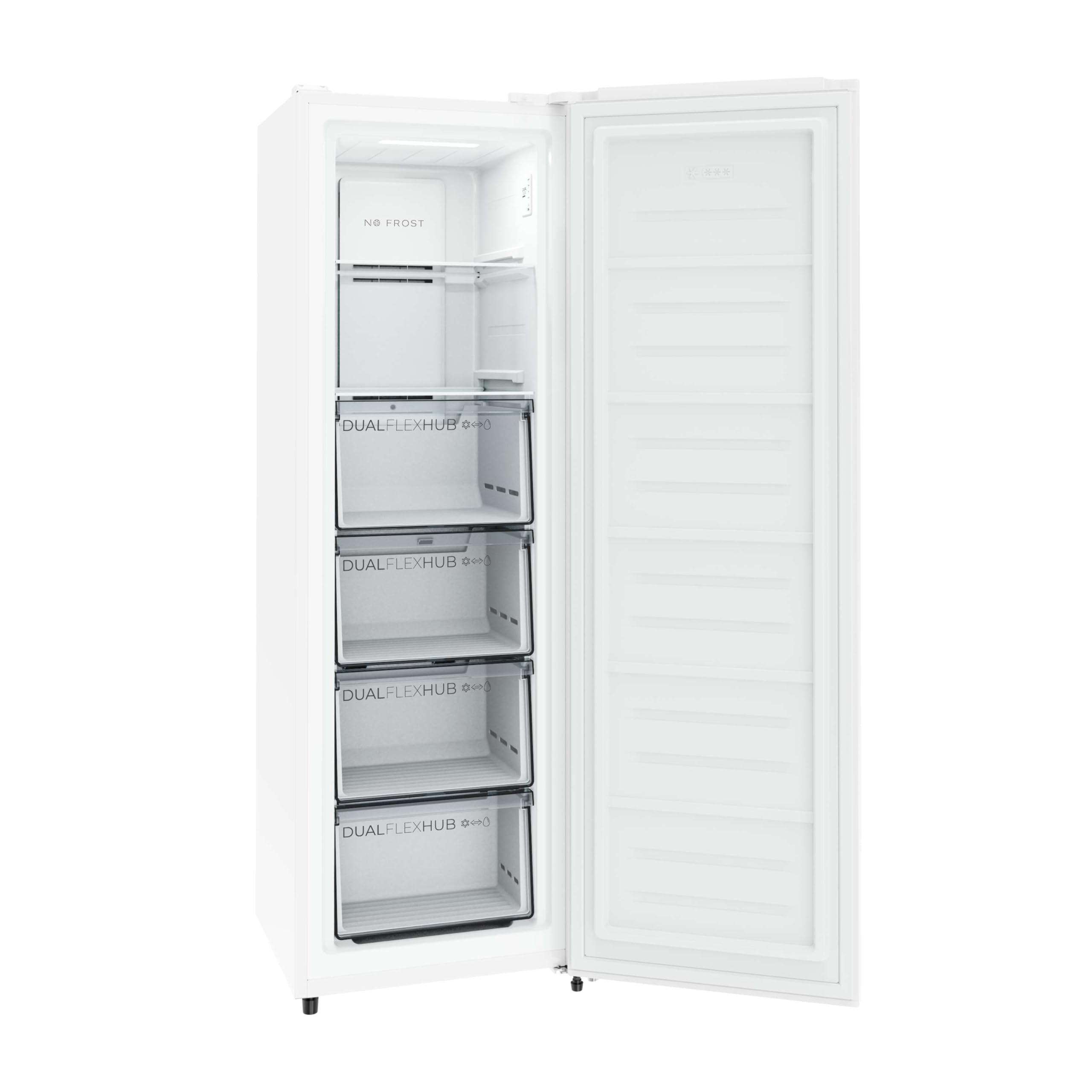 Cecotec Congelador Vertical 206L Bolero CoolMarket UF 206 Dual White E | Convertible a Frigorífico, Bajo Consumo, No Frost, Cajones XL, Puerta Reversible, Luz LED, Alarma y Sistema Frío Uniforme