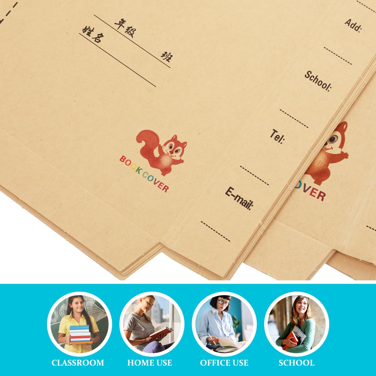 Book Protector 30pezzi in Carta Kraft Copertina Libro Scolastico