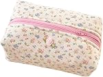 Cotton Makeup Bag, Large Capacity Travel Cosmetic Pouch, Cute Portable Toiletry Bag for Women and Girls (B)
