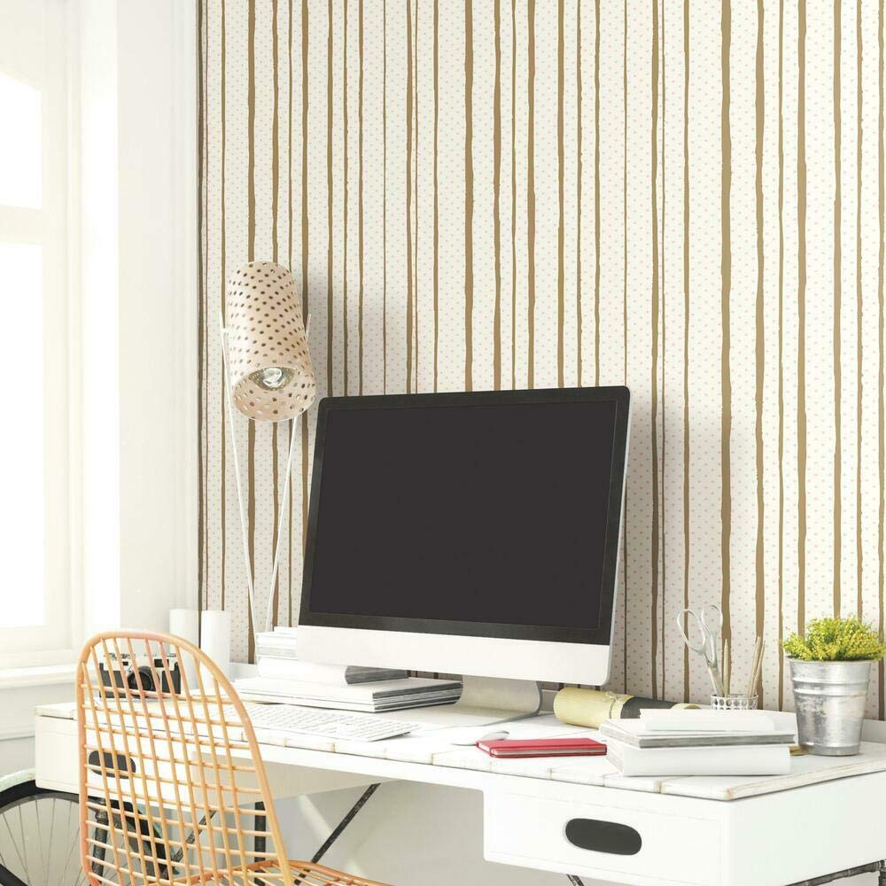RoomMates Metallic Gold & Pink Peel and Stick Wallpaper RMK10703WP, Pink/Gold, 52.1 x 502.9 cm - Image 3