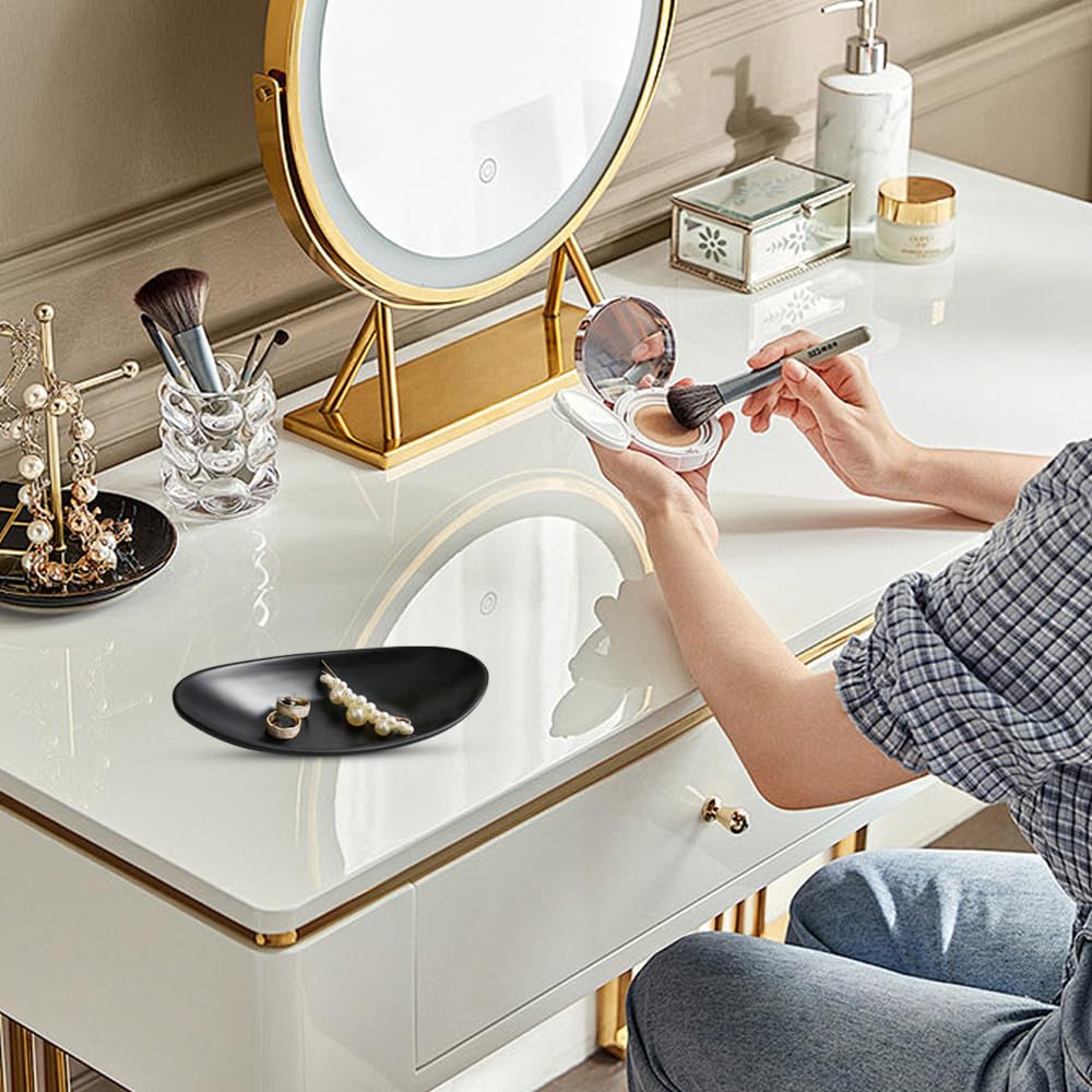 Vassoio Portagioie Ovale Nero - 2 Pezzi, 21.5x11.5 Cm, In PP, Per Chiavi, Gioielli, Ingresso - Foto 2