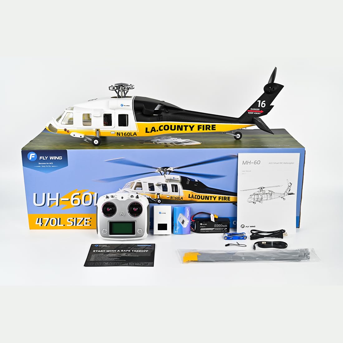 FLYWING UH-60L 470 Classe RC Elicottero RC 2.4GHz 6CH ACE Controllo Volo GPS/GNSS, 4S 5000mAh, RTF, M1/M2, Incastrabile, 16+