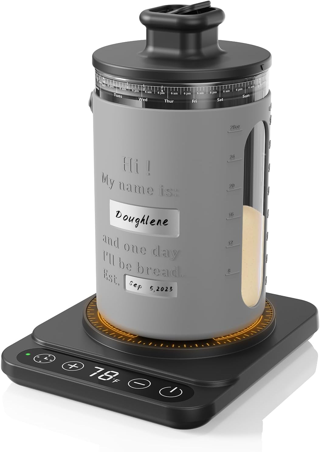 Pro Sourdough Starter Warmer Mat 3.0 – Sourdough Heating Mat Precise 1°F Thermostat (70–100°F), Auto Heating On/Off, 12H Timer, Ideal for Consistent Fermentation in Any Kitchen Basic-BLK Black 4.5''(2025 Basic)