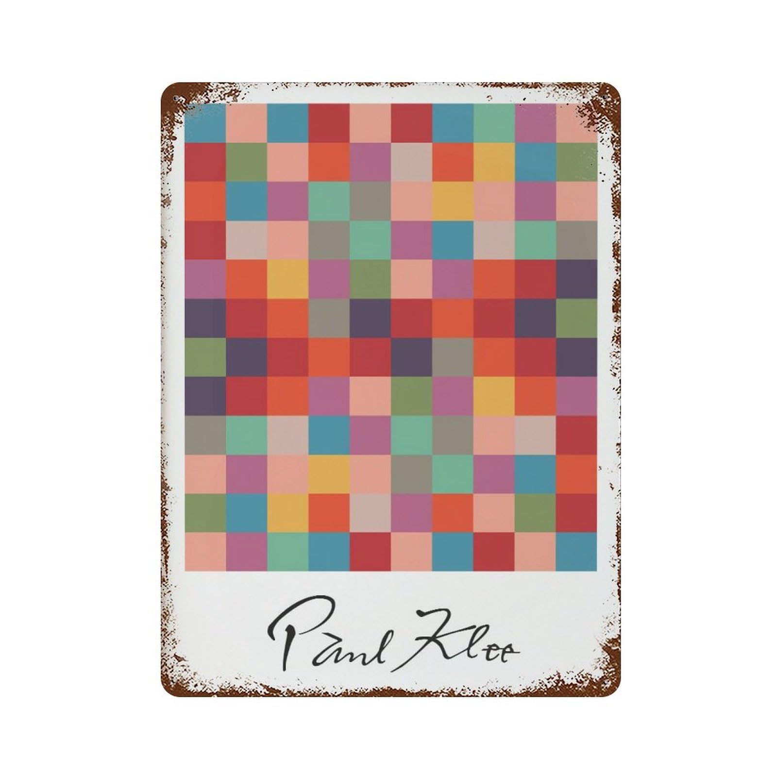 xiaoxiaoshen Paul Klee Geometric Colorful Squares Wall Decor Art Metal Tin Poster Modern Home Decor Art Home Bar Shop Decorations Vintage Sign 40x30cm