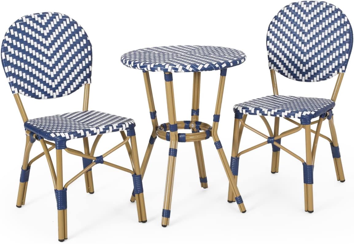 Christopher Knight Home Picardy Bistro Set Review: Stylish Navy Blue Patio Furniture for Small Backyards
