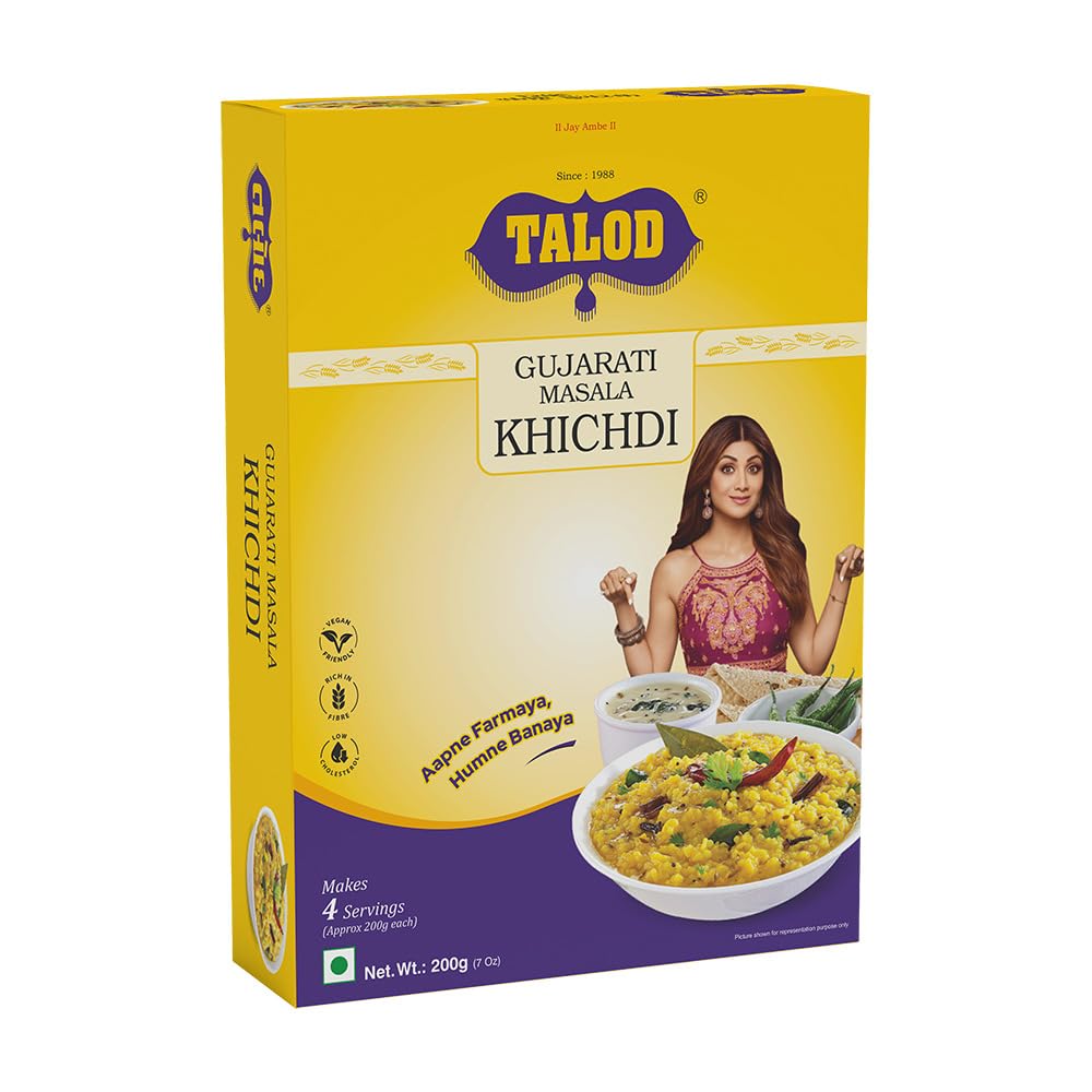 Talod Gujarati Masala Khichdi Mix - 200g x 4 Pack | Instant Spiced Ready to Cook Traditional Meal | Gluten Free, High Protein & Fiber | No Preservatives, No Artificial Colors | Authentic Indian Taste-image-36
