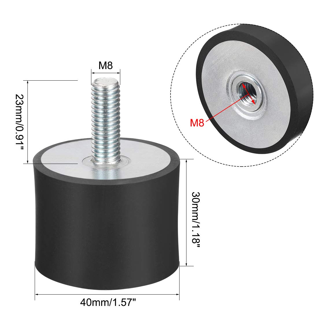 Uxcell M8 Rubber Vibration Isolators - 3-Pack Shock Absorber Bobbins For Garage Motors & Air Compressors
