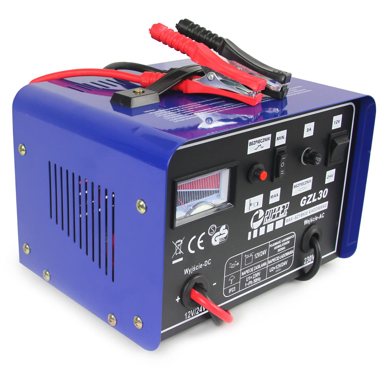 Caricabatteria Auto/Moto 12-24V - Carica Rapida, Portatile, Per Batterie Piombo 30-180Ah, Blu - Foto 7