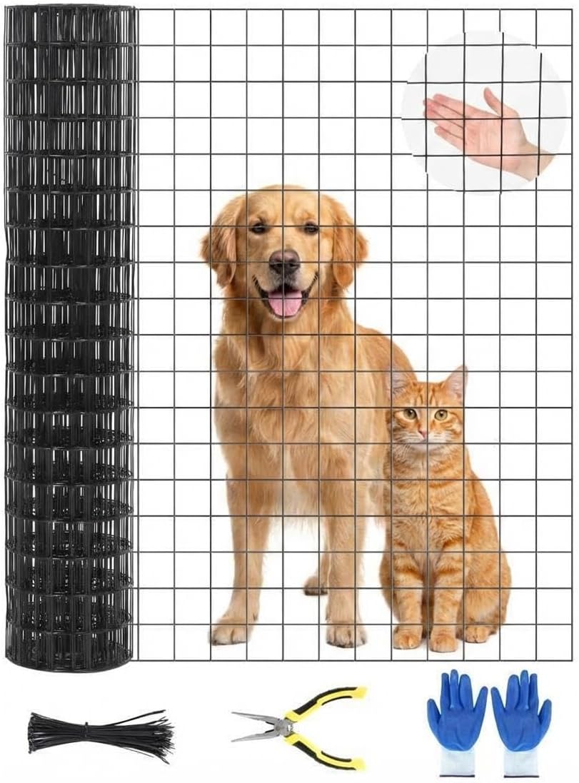 36 in x 60 ft Galvanized Welded Wire Fence, 2 x 2 in Mesh 16GA Vinyl Coated Chicken Wire Fencing, Garden Fence Border Roll Metal Wire Mesh for Yard Vegetable Plant Protection Poultry Netting