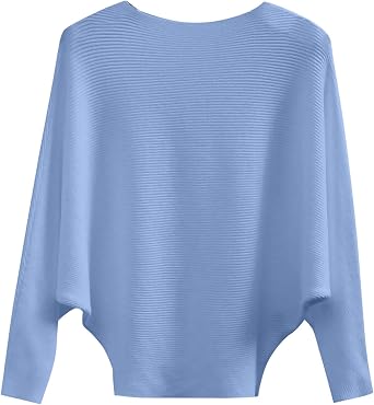 Womens Oversized Batwing Long Sleeve Pullover Sweaters Casual Knitted Crewneck Jumper Solid Cozy Sweater Knitwear