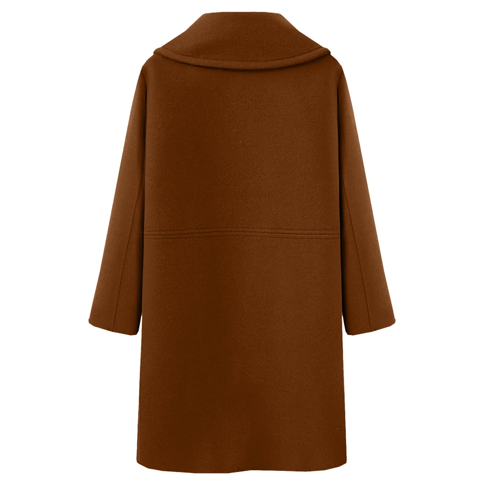 Manteau long en peluche pour femme - Élégant - Couleur unie - Manteau d'hiver chaud - Cardigan à revers - Avec poches - Mode trench-coat décontracté