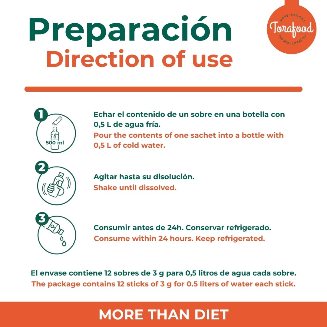 Té Frío Limón en Polvo | Sin Azúcar Añadido | Sin Aspartame | 12 Sobres | Bebida Refrescante Instantánea | Torafood