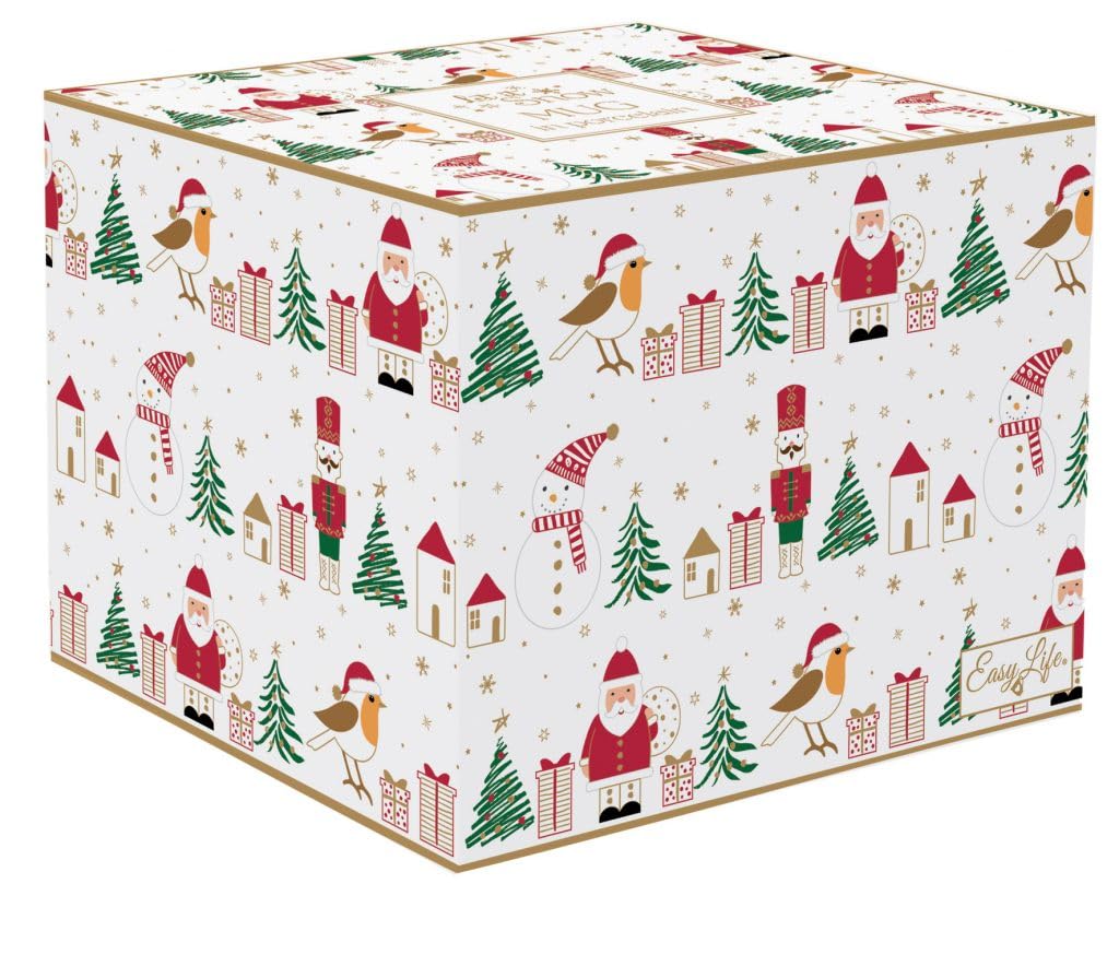 Easy Life Tasse aus Porzellan, 400 ml, 4er Set, 'Let it snow', Mikrowellengeeignet, Zuhause, Klassiker, Rund, Wiederverwendbar, Klassisch