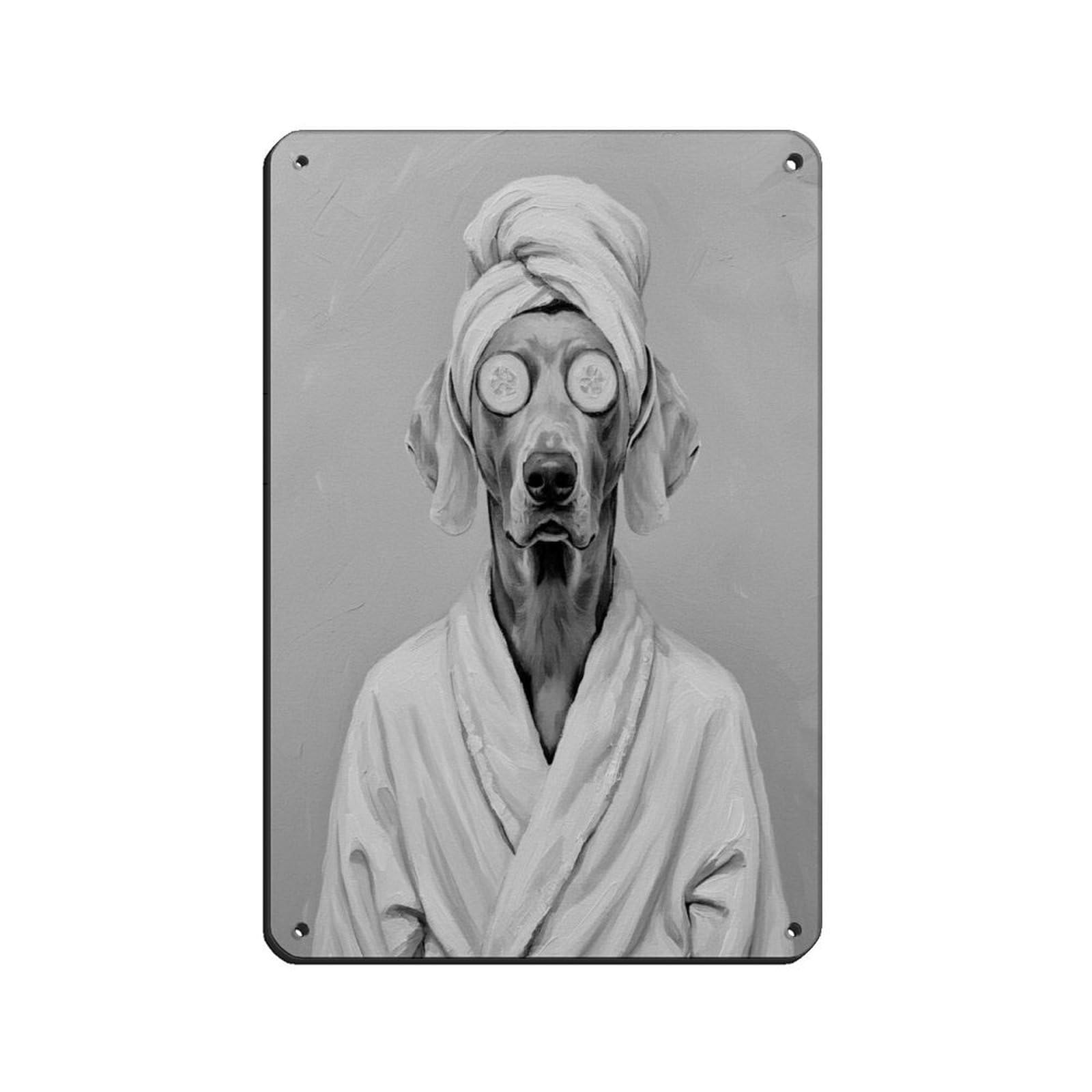 Bathroom Spa Art, Weimaraner Dog Tin Sign Vintage Metal Pub Club Cafe Bar Home Wall Art Decoration Poster Retro 8x12inch(20x30cm)