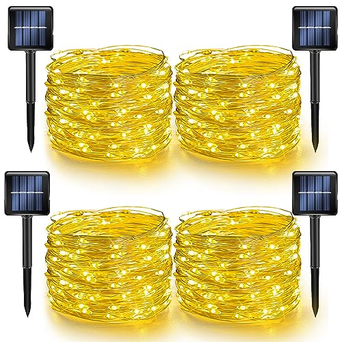 Dazzle Bright 4 Pack Solar String Lights Outdoor, Total 160FT 480LED Solar Powered Waterproof Fairy...