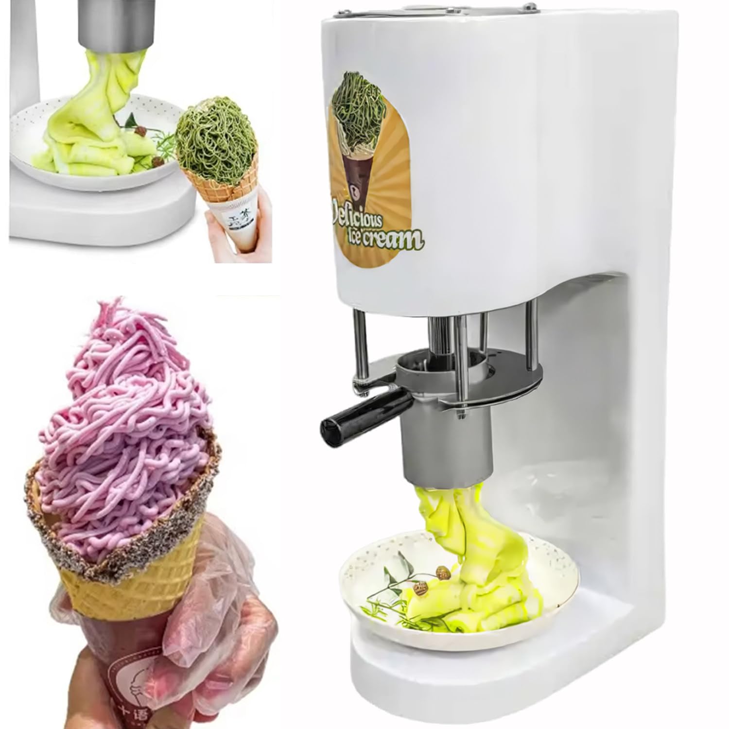 Gelatiera Professionale da 80 W, in Acciaio Inox, con 4 Stampi Sostituibili E Tramoggia in Acciaio Inox da 0,42 L, capacità 28-30 L/H, Adatta per Ristoranti E Snack Bar.