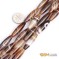 Vista 29 de GEM-Inside - Cuentas ovaladas de ágata de ónix de Botsuana marrón natural, de 0.315 x 0.472 in, para hacer joyas, suministros de manualidades hechos