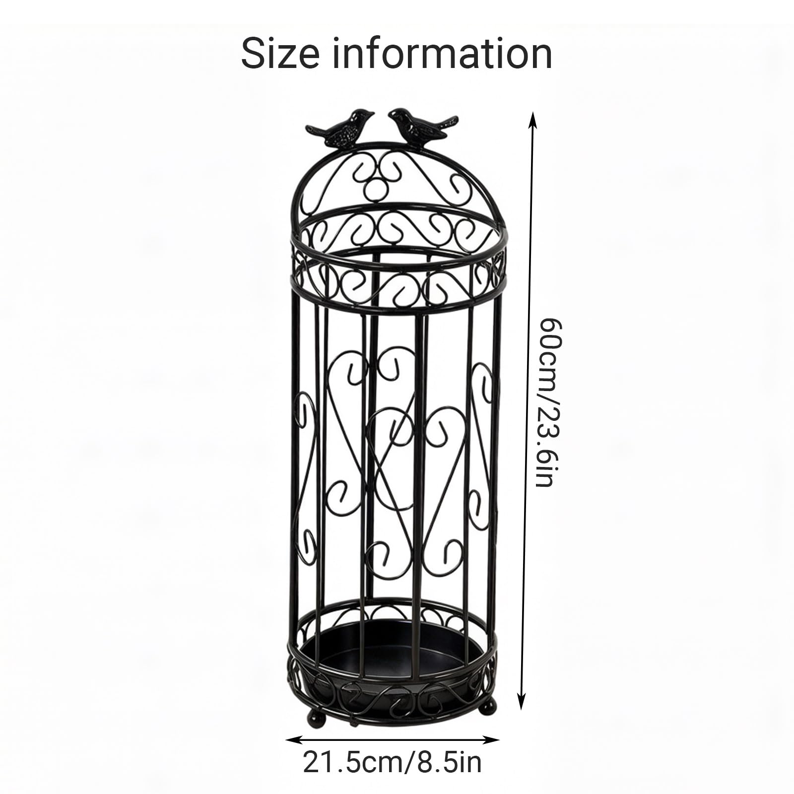 Panier à Parapluie Rond en métal avec bac d'égouttage Amovible, Grande capacité, Support de Parapluie Commercial Vintage avec Design Creux pour entrée, Couloir, doré-21,5 x 60 cm/8,5 x 23,6 Pouces