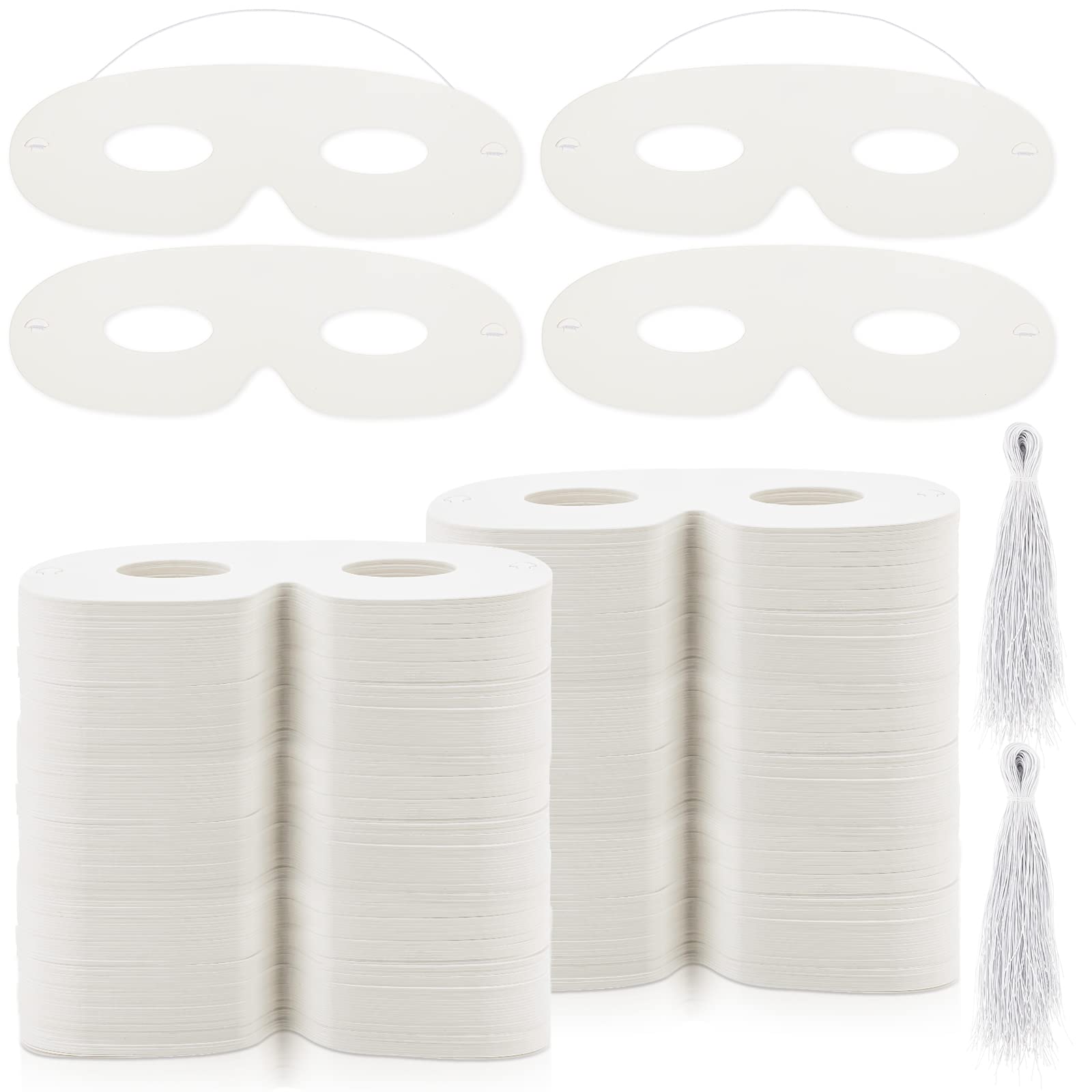 Ctosree360 Pack Paper Eye Masks, Plain Masquerade Mask DIY Blank Masks Decorate for Costume Halloween Mardi Gras Cosplay Party, Paintable Craft Blank Paper with Elastic Ropes