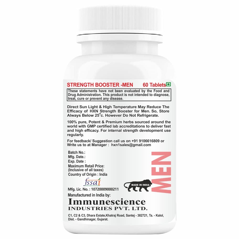 HXN Testosterone Booster For Men For Gym, Pre Workout, Stamina And Energy With Safed Musli Helps Improve Circulation, Lean Muscle Mass, Testo Boost Supplements-60 Testron Tablets (Pack 1) 1