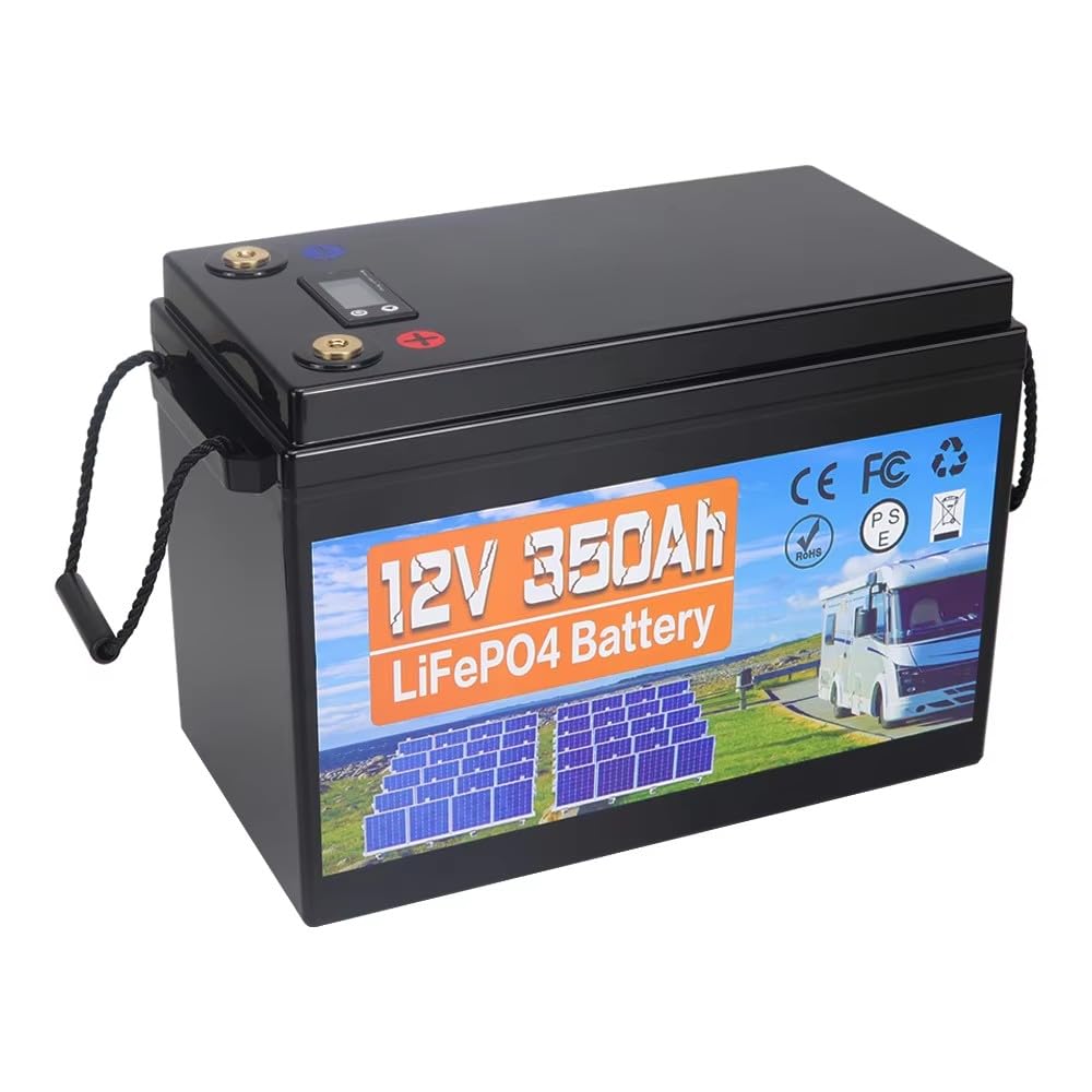 12V 350Ah LiFePO4 Batterie, Eingebauter 100A BMS, 18000 Tiefzyklen, Leichte Lithium-Eisenphosphat-Batterie für Hausenergie, Wohnmobil, Trolling-Motor, Marine, Solar, Off-Grid