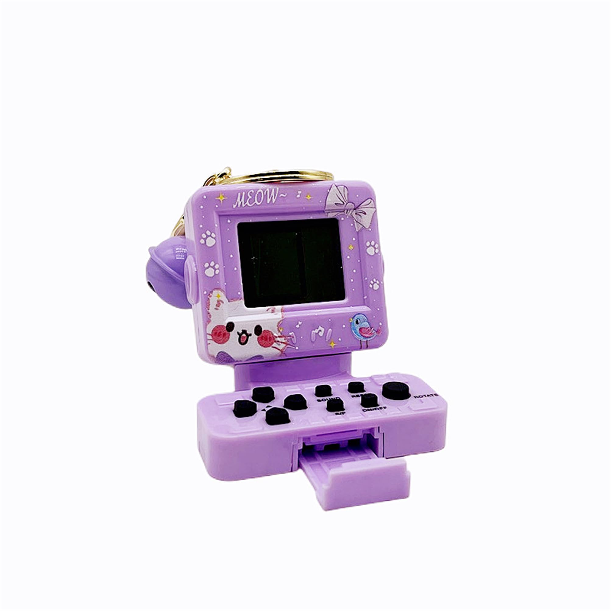 Retro Classic Game Console Pendant Keychain Playable Electronic Miniature Handheld Mini Games Machine with Keychain Ring Gift (W5)