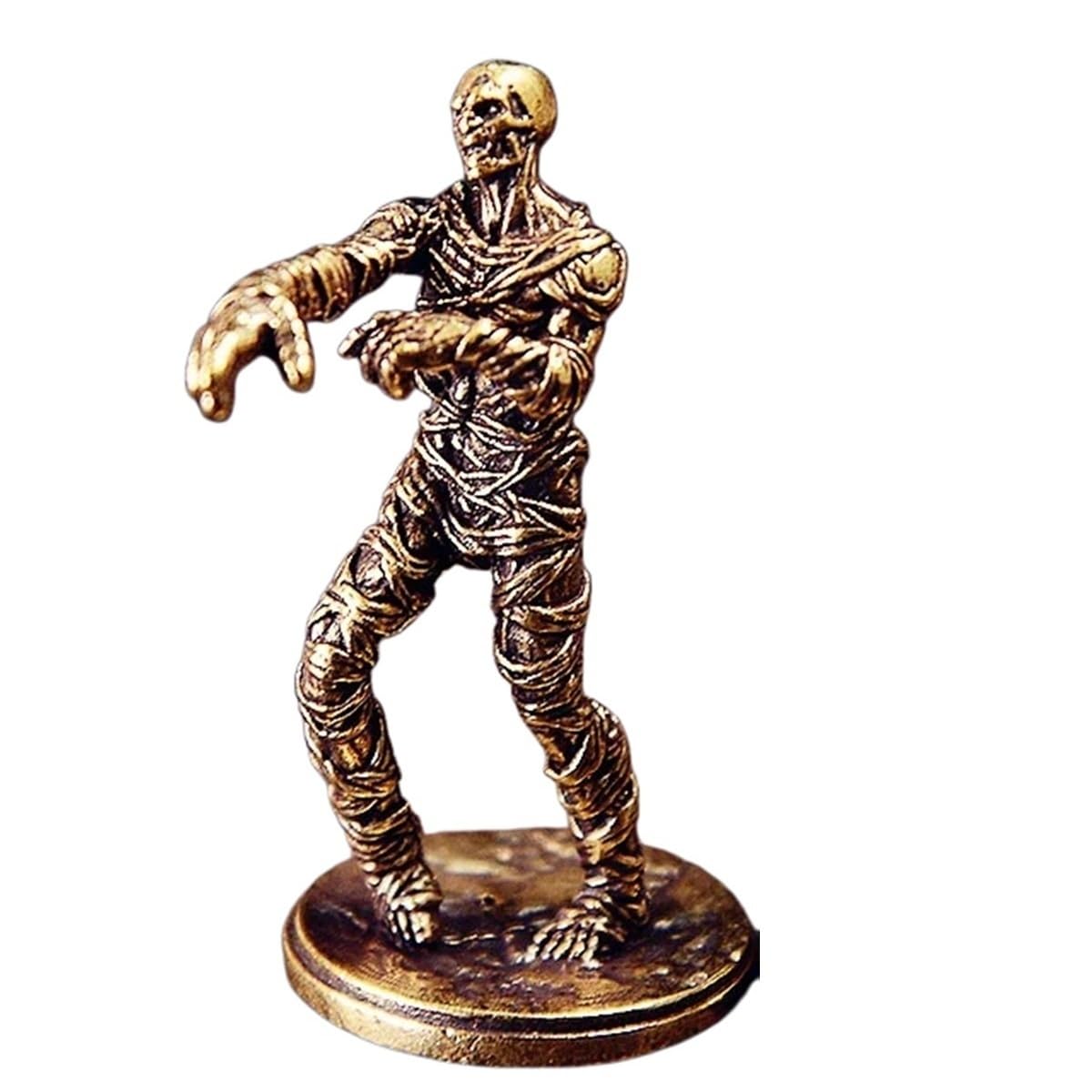 Huolimxun Solid Brass Death Zombie Figurine Retro Character Mini Ornament Desktop Decoration Crafts Home Personalized Decoration(Zombie A)