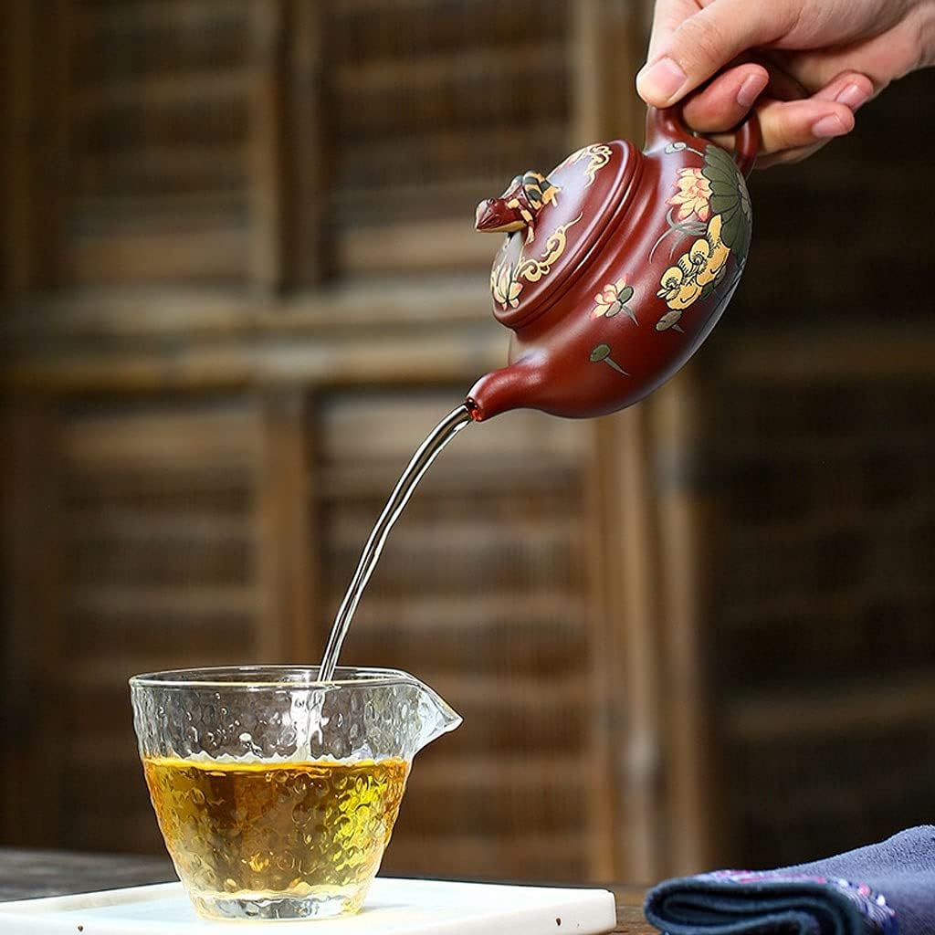 Teapot Zisha Teapot Yixing Traditional Purple Sand Teapot Painted Raw Ore Dahongpao Mud Teapot Kungfu Tea Set Home Kettle Pottery Teapot