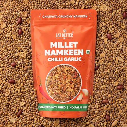 Image of Chatpata Chilli Garlic Millet Mixture | Crunchy & Healthy Namkeen Snack | Roasted & Diet-Friendly | Low GI & Weight Management Snack (Pack of 1-100gm)