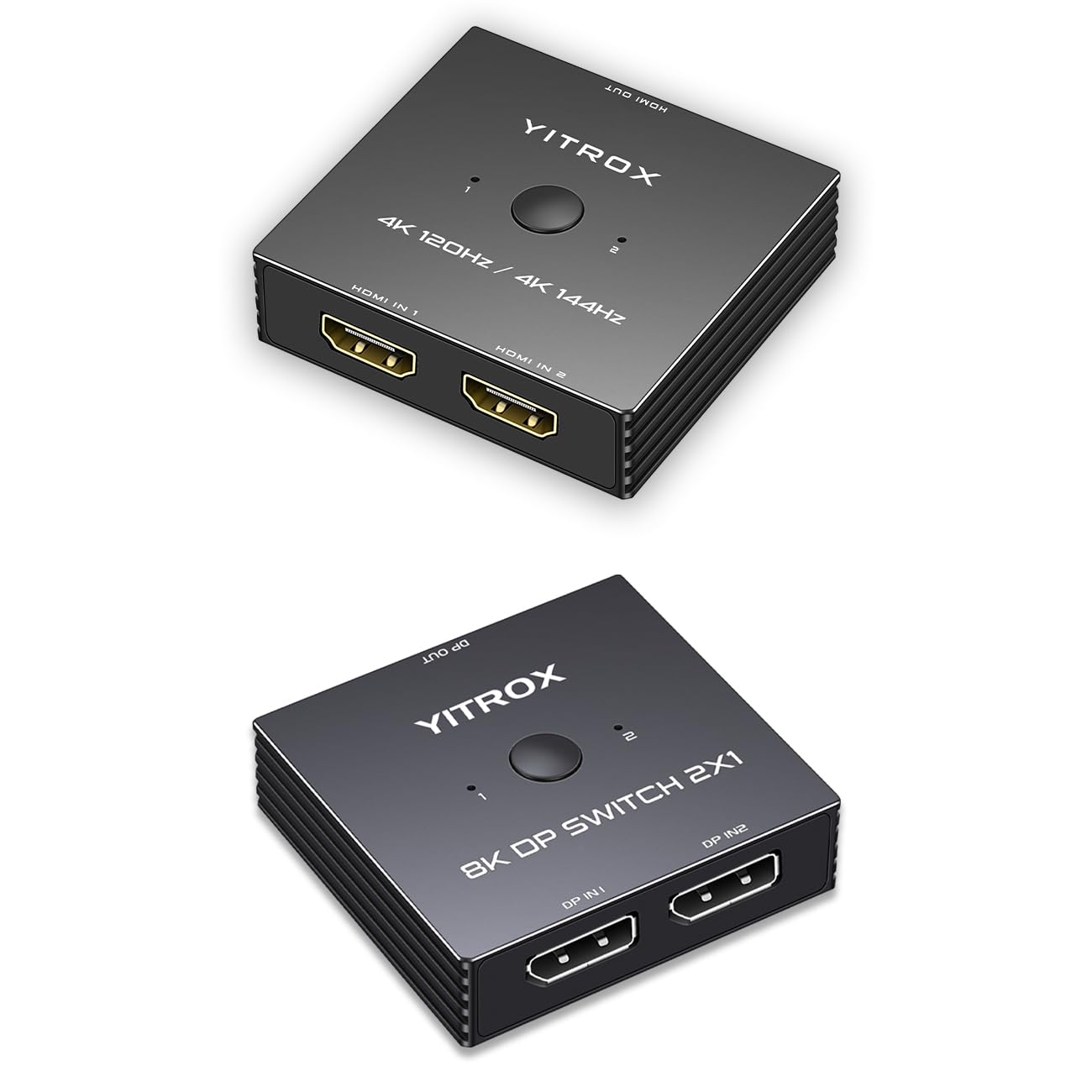 HDMI Switch 4K 120Hz 2 in 1 Out + Displayport Switch 8K 60Hz 2 in 1 Out