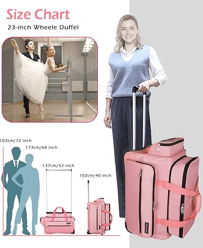 Miniatura 3 de Bolsa de baile con estante de ropa,Trajes de baile Bolsas de ropa rodantes para viajes,Bolsa de lona de ropa para competencia de baile, Maleta