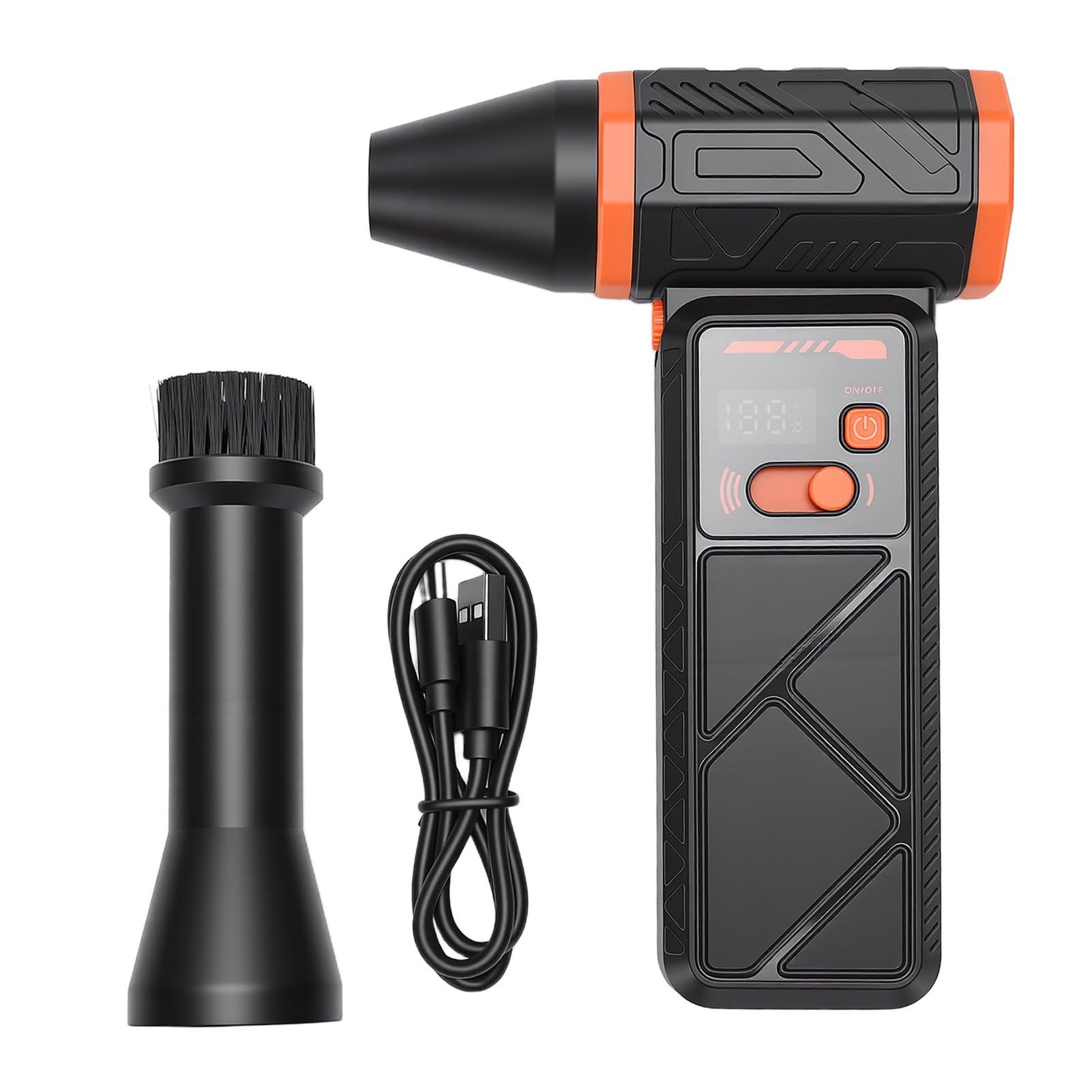 Qcwwy Elektrischer Luftreiniger, Kabelloser Luftbläser 130000 U, Min 52 M, S mit LED Licht for Computer Tastatur Zuhause Auto Reinigung (ORANGE)