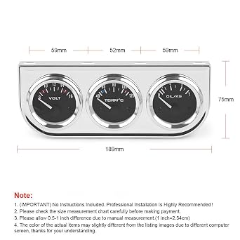 2 inch 52mm Triple Gauge Kit Voltmeter Water Meter Hydraulic Gauge Sensor 3 in 1 Car Gauge Kit Car Meter
