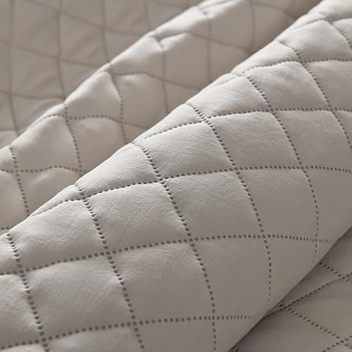 Miniatura 9 de Wistown Juego de ropa de cama reversible tamaño Queen, juego de colcha suave y ligera de 3 piezas para todas las estaciones, patrón de diamante en