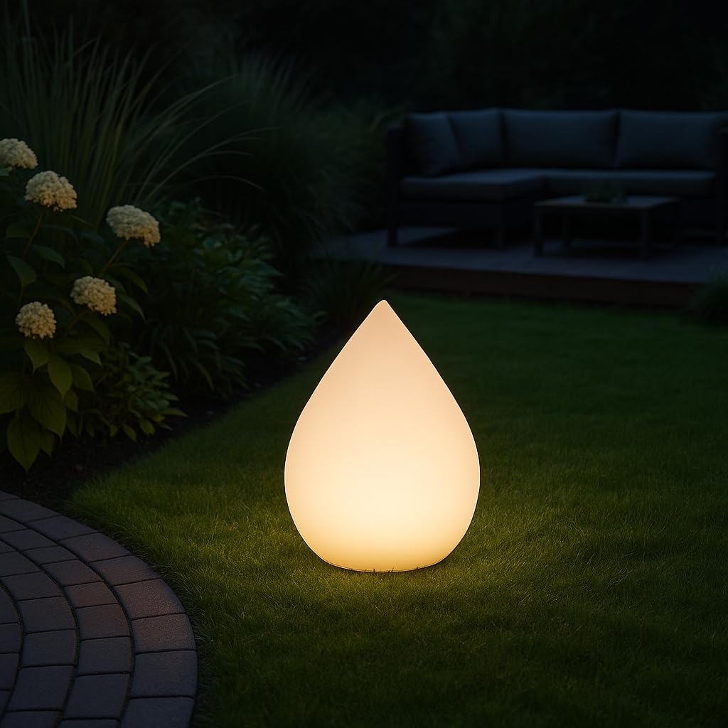 MeLiTec Solarlampe Bodenbeleuchtung Außen Innen USB Farbwechsel Durchmesser 30 cm Höhe 39 cm Kunststoff Tropfen