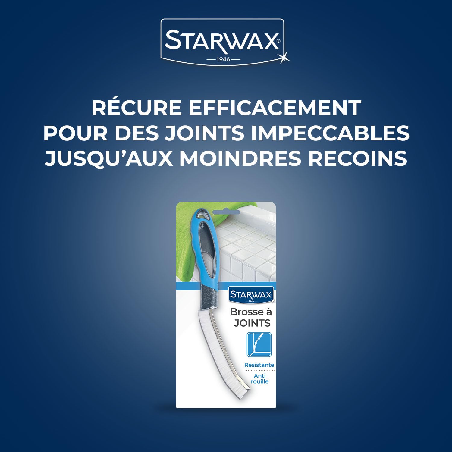 STARWAX Brosse à Joints - 1x - Idéale pour Récurer les Joints de Carrelage, les Recoins et les Angles Grâces a sa Tête étroite - Poignée Egonomique - Anti -Rouille