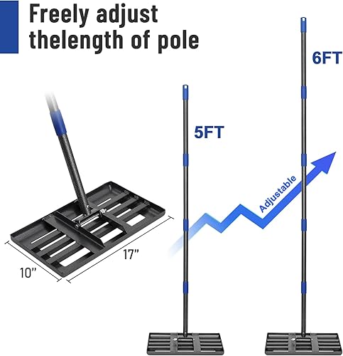 Miniatura 4 de Rastrillo Fly Hawk de nivelación para césped, trituradora de arena plana de acero inoxidable, para acabados en el jardín.