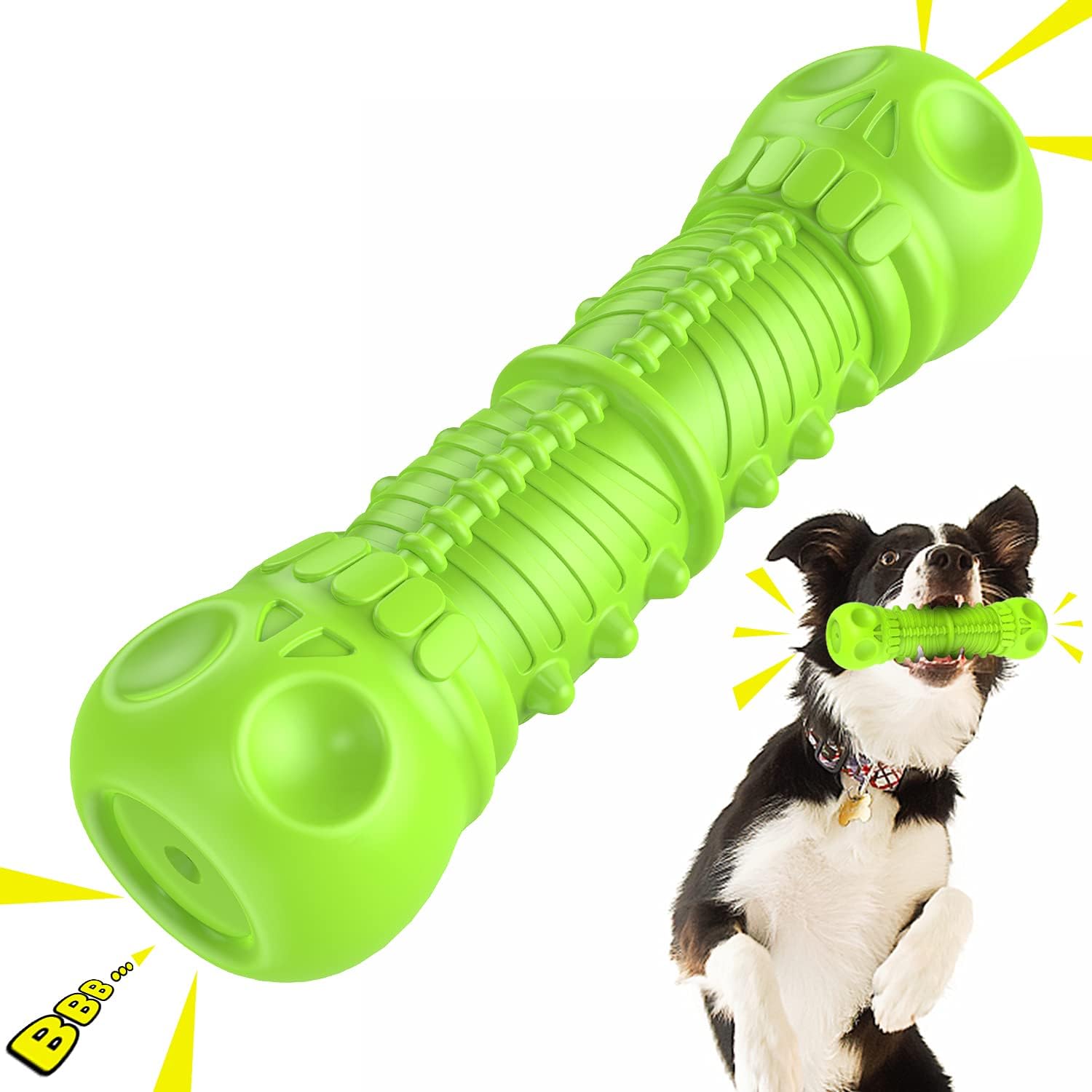 Dog Squeaky Toys- Toughest Natural Rubber-Dog Chew Toys for Aggressive Chewers, Almost Indestructible Tough Durable Dog Toys for Dogs-Teeth Cleaning Chews for Large/Medium Breed