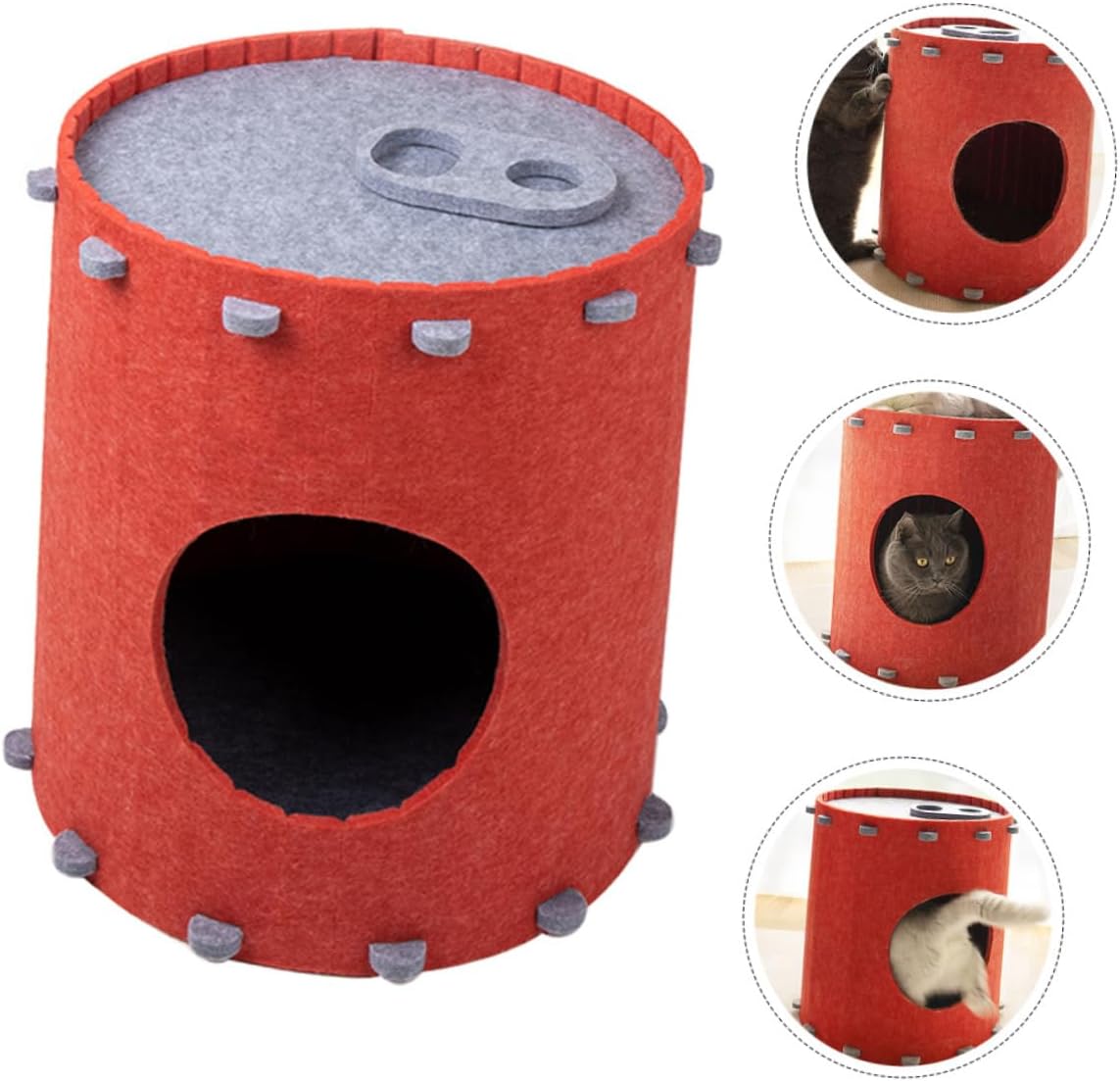 Hemoton Felt Cat House Shaped Nest Detachable Design for Small Pets Spacious Indoor Cat Bed Comfortable Multi-Season Use Secure Hideaway