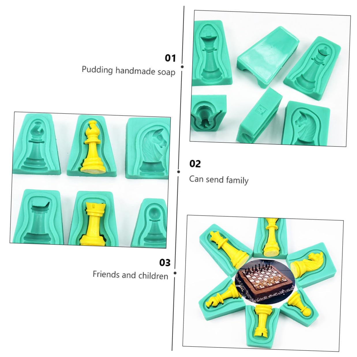 Molde Verde Ajedrez 12 Chocolate de Silicona Piezas | Flexible y Antiadherente, Diseño Creativo para DIY Horneado, Acabado y Forma Chess