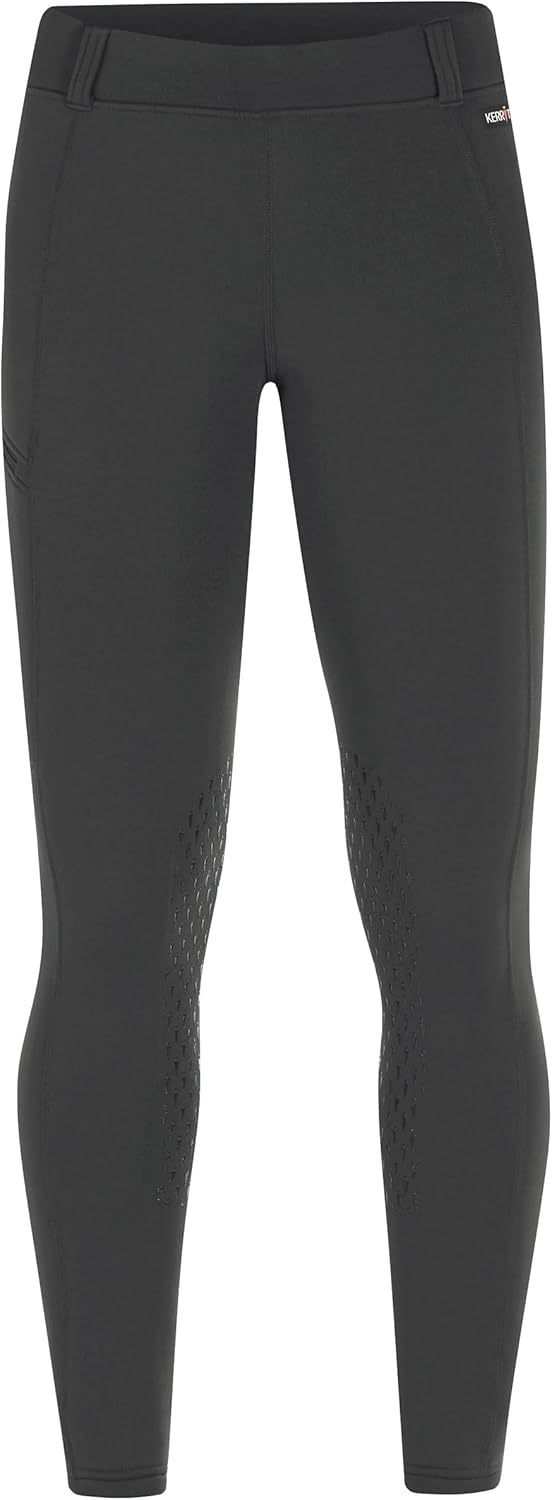Kerrits Kids Power Stretch Fleece Knee Patch Winter Horse Riding Tights – Warm, Polartec Kids Equestrian Leggings with Pocket
