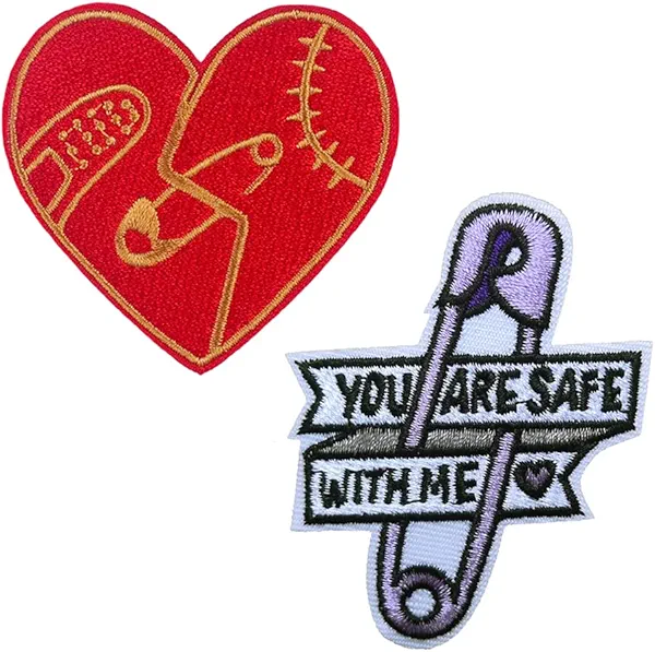KLORIZ 2 PCS Sew The Heart and Safety You are Safe with Me Embroidered Iron On/Sew On Patches Doctor Nurse Patch Appliques