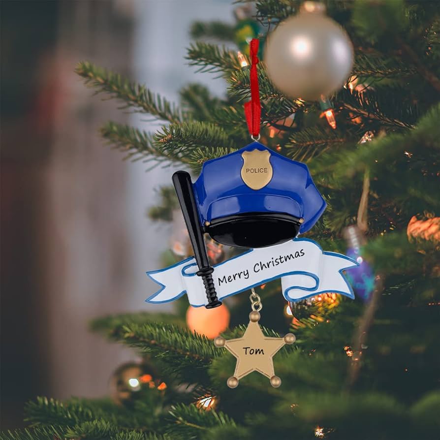 CEZII Personalized Police Christmas Ornament 2023, Police Officer Gifts,  God Bless The Police Hanging Ornament, Cop Gifts for Policeman Man Women