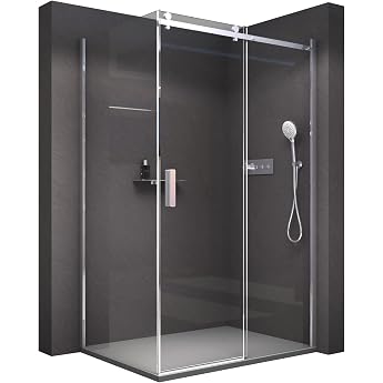 BERNSTEIN NT806 FLEX Shower Cubicle with Sliding Door 100 x 90 cm 6 mm Tempered Glass Clear Glass Nano Coated Shower Screen Real Glass Shower Profile Colour Chrome