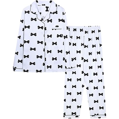Pajama Sets For Women 2 Piece Button Down Sleepwear Sleep Set Wide Leg Long Pants Sleepwear Lounge Set With Pockets