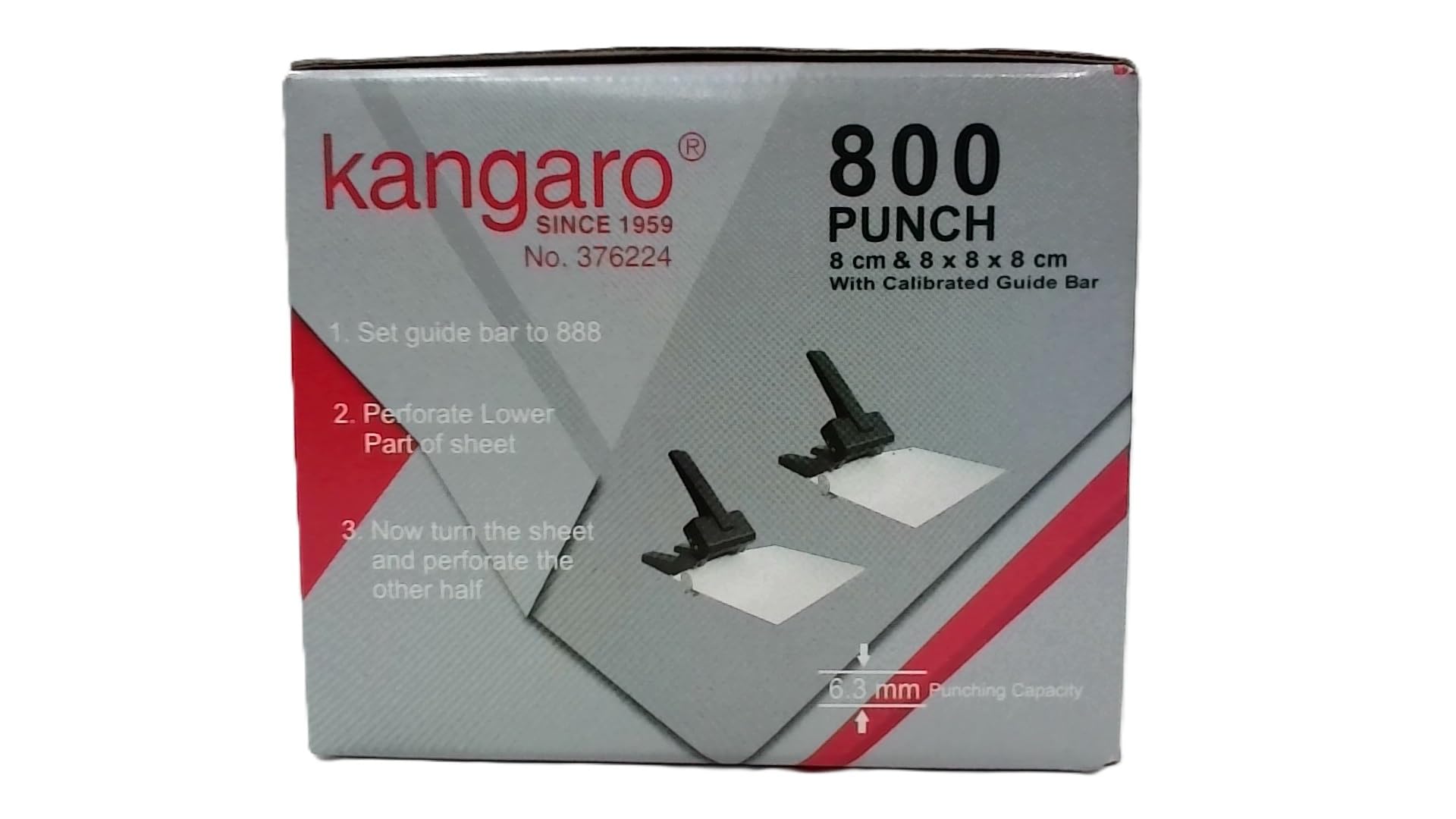 Kangaro Desk Essentials DP-800 2 Hole Aluminium Die Casted Heavy Duty Paper Punch | Removable Chip Tray | Metal Guide Bar | 63 Sheets Capacity | Pack of 1 | Color May Vary-image-33