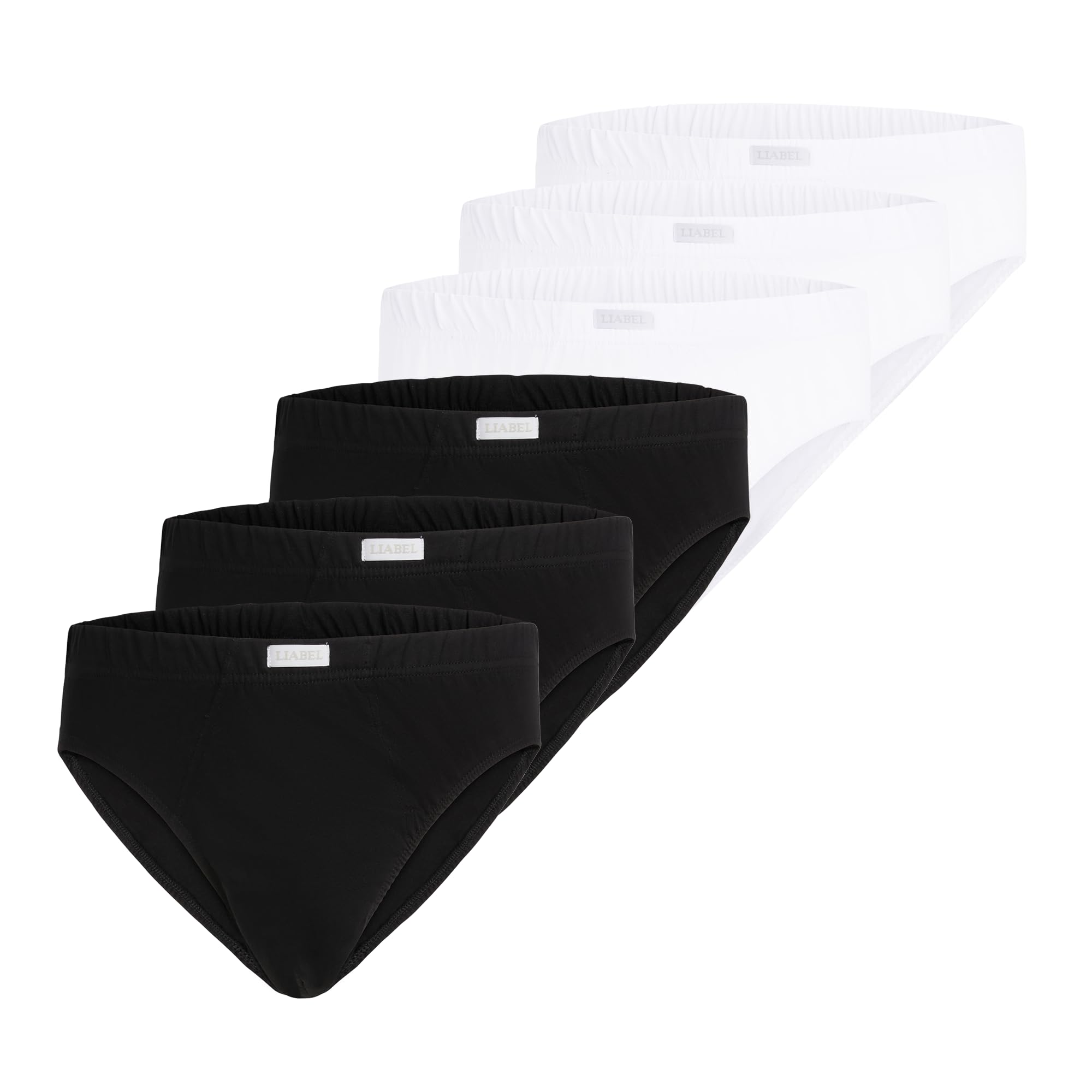 LIABEL Slip Uomo in Cotone Elasticizzati (Pacco da 6 e da 12 Paia), Traspiranti, Ipoallergenico Cuciture Rinforzate Underwear – Mutande Intimo Confortevole Certificato Oeko-Tex